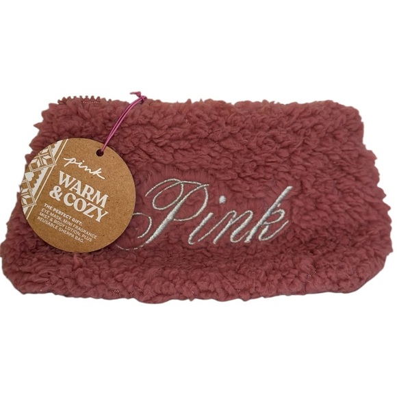 PINK Warm & Cozy Sherpa Fleece Cosmetic Makeup Accessory Storage Bag - Picture 1 of 5